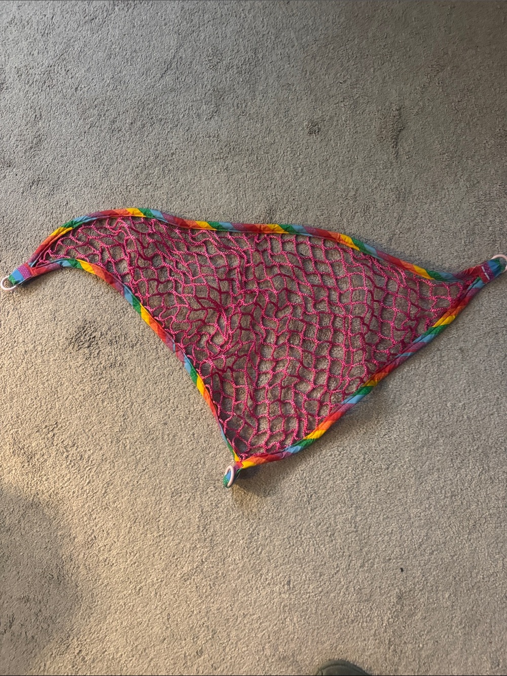 Kids Colorful Crochet Triangle stuffed animal holder - Pink Multicolor
